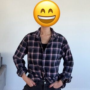 Oversized flannel (black/navy blue/pink).